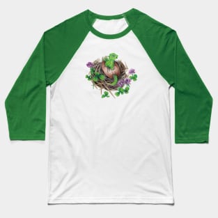 Adorable Green Baby Dragon Hatchling Baseball T-Shirt